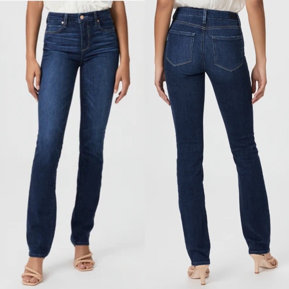 PAIGE Hoxton straight dark wash mid-rise cotton stretch jeans size 25 - Picture 1 of 12